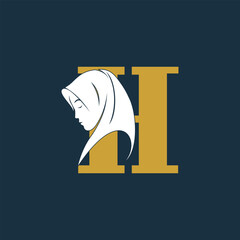Vector hijab letter logo h design with creative concept