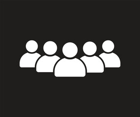 People icon in Basic straight flat style. Collection of vector symbol on Black background. Vector illustration.