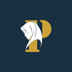 Vector hijab letter logo p design with creative concept