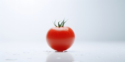 Pure white background, one tomato and nothing else,top view