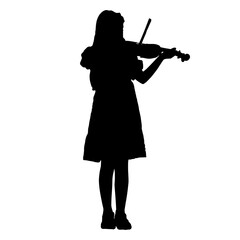 Illustration girl kid playing violin of silhouette vector