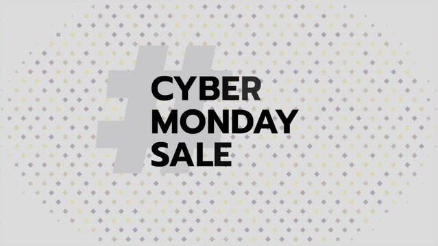 Cyber Monday with small squares on white gradient, motion abstract holidays, minimalism and promo style background