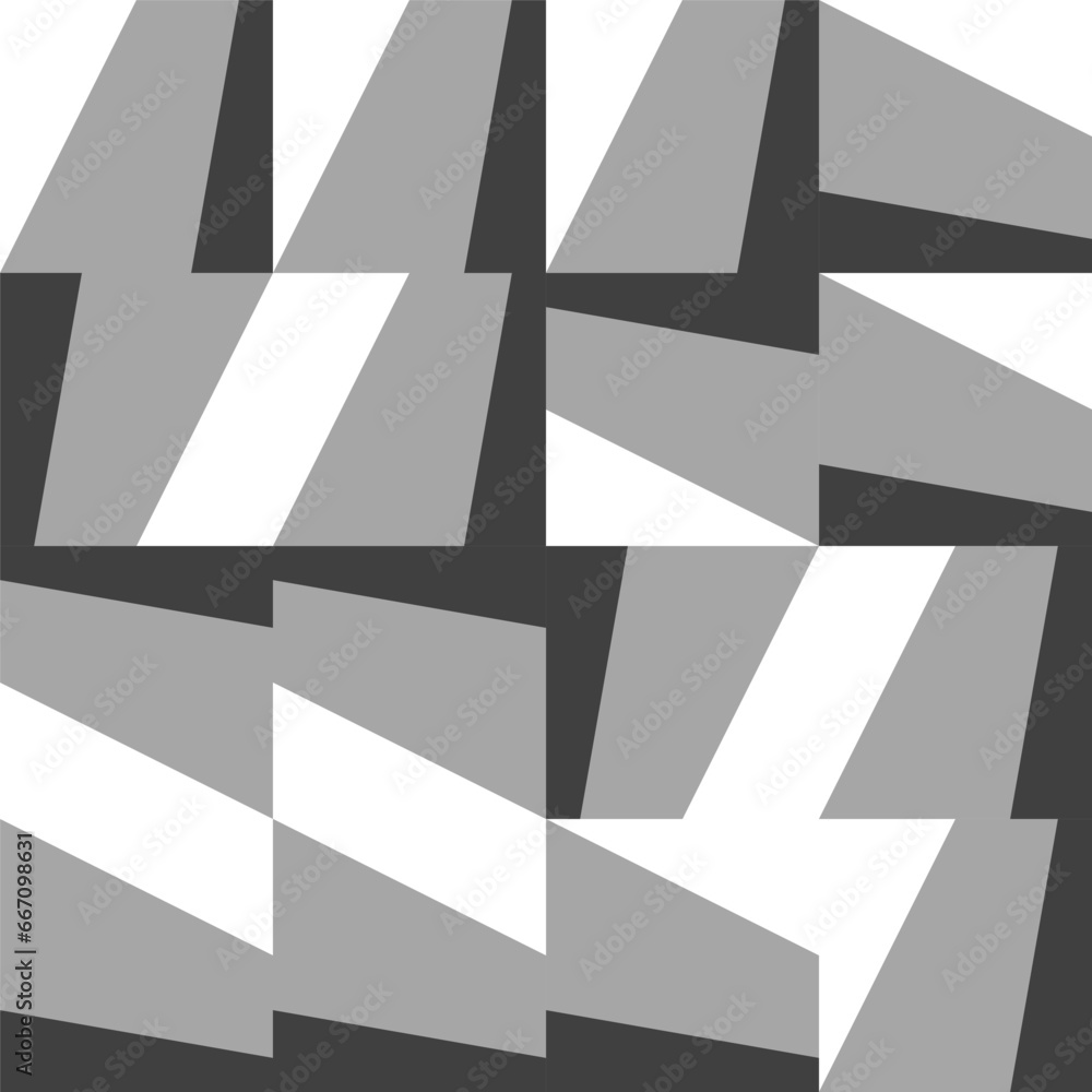 Leinwandbilder Abstract geometric vector seamless pattern with triangles, squares, rectangles and polygons. Scandinavian design style simple black, grey and white shapes. Monochrome graphic background