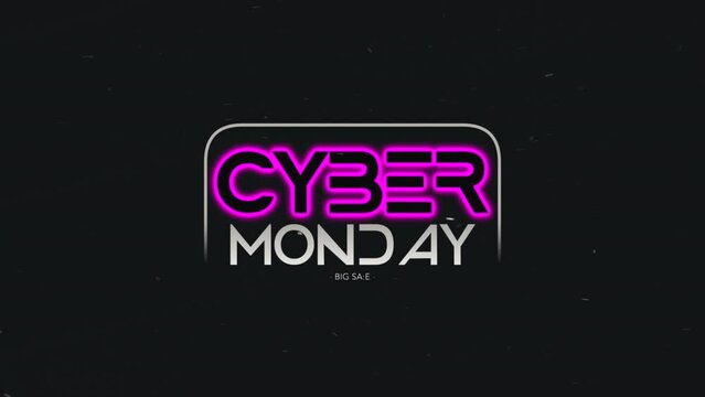 Cyber Monday text with neon lines on black gradient, motion abstract disco, club and holidays style background