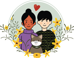 Cute Pet Cat Adoption and Fostering New Addition to Family Portrait