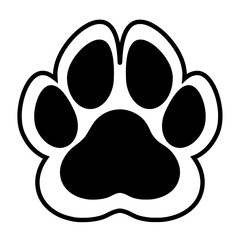 black border paw logo on white background