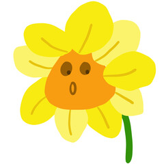A cartoon drawing of a bright yellow sunflower.