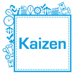 Kaizen Business Symbols Squares Sides Text Blue 