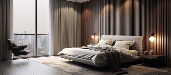 representation of a bedroom or hotel room s interior