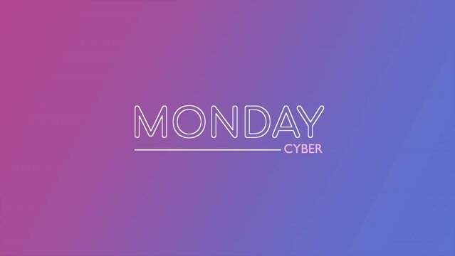 Modern Cyber Monday text on purple gradient, motion abstract holidays, minimalism and promo style background