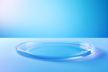 Abstract glass bubble crystal ball on blue background.