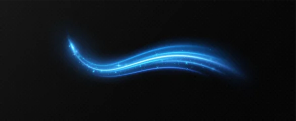 Fotobehang Blue glowing shiny lines. Vector blue light effect, neon speed motion curve.Speed ​​line.Vector. © blagorodez