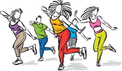 Fototapeta na wymiar hip hop dancer fitness people active lifestyle vector illustration