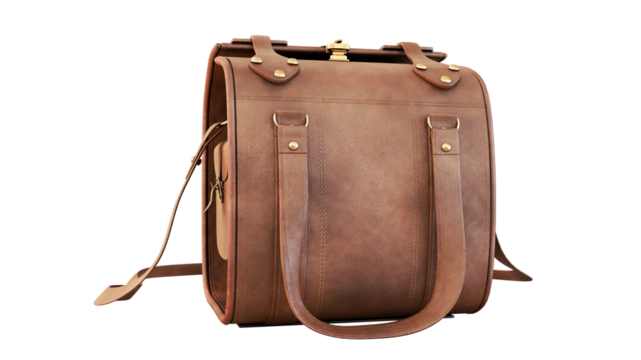 3D render of leather bag isolated on white background
