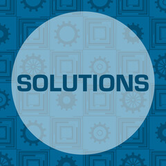Solutions Gears Blue Texture Circle Text 