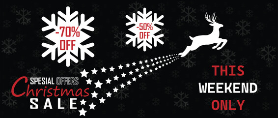 Christmas Sale. Special offer vector tag. New year holiday card template. Shop market poster design. Special offer