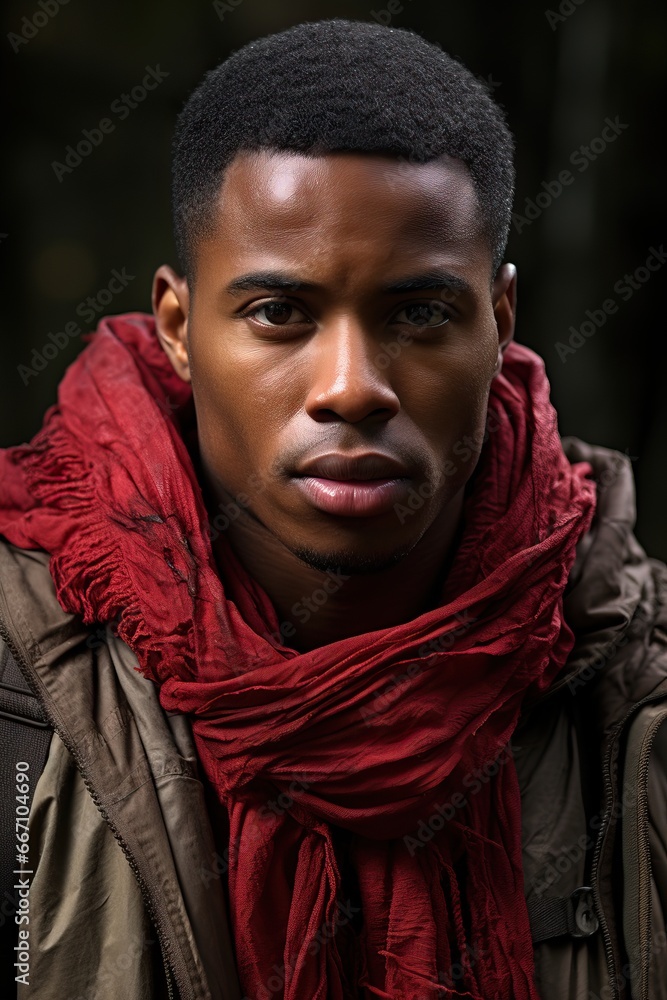 Wall mural a man wearing a red scarf