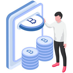 A unique design illustration of bitcoin conversion