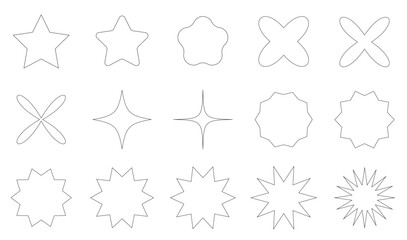 Stars line collection. Star line vector icons. Black line stars collection. Star icon. Stars in modern simple flat style