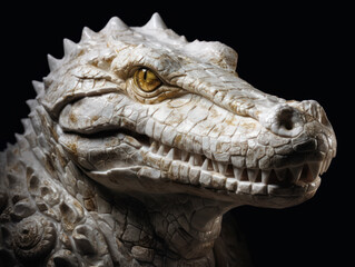 Obraz premium Portrait of a white Marble alligator statue