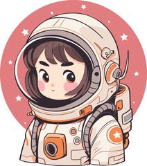 Cute woman astronaut in spacesuit illustration © Vinz