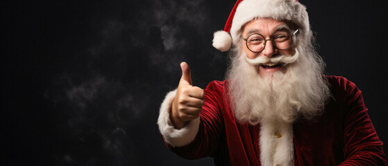 Happy bearded santa claus thumb up