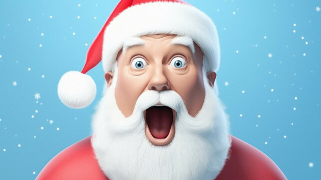 Happy santa claus surprised cartoon face