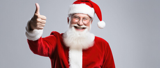 Santa claus with thumbs up against background