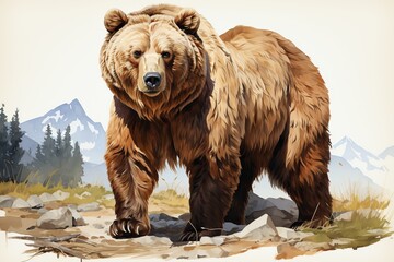 Fototapeta premium brown bear in the forest