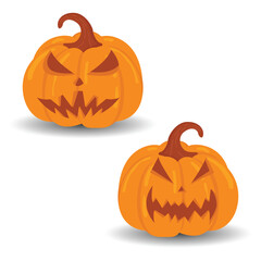 Halloween pumpkin vector set isolated on white background.