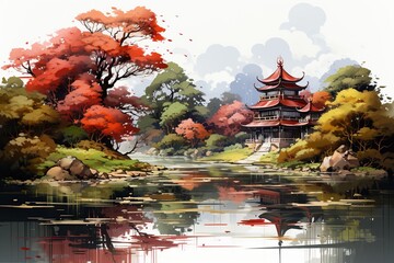 japanese garden in autumn