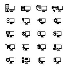 Computer and device-related line icon set