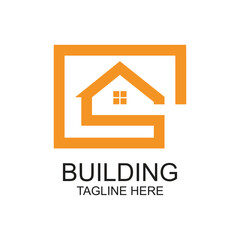 Building logo design simple concept Premium Vector