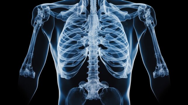 X - ray Imaging: A chest X - ray image indicating the location of a fractured rib.