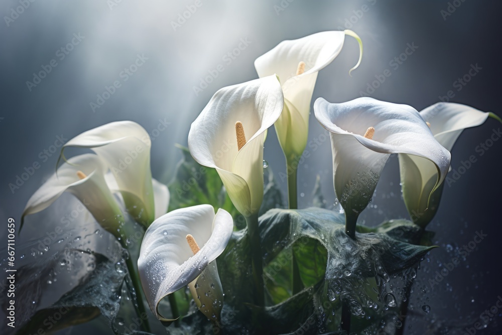 Poster a beautiful arrangement of white flowers in a vase. perfect for adding a touch of elegance and fresh