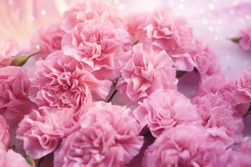 A bunch of pink carnations displayed on a table. Perfect for adding a touch of elegance to any event or occasion.