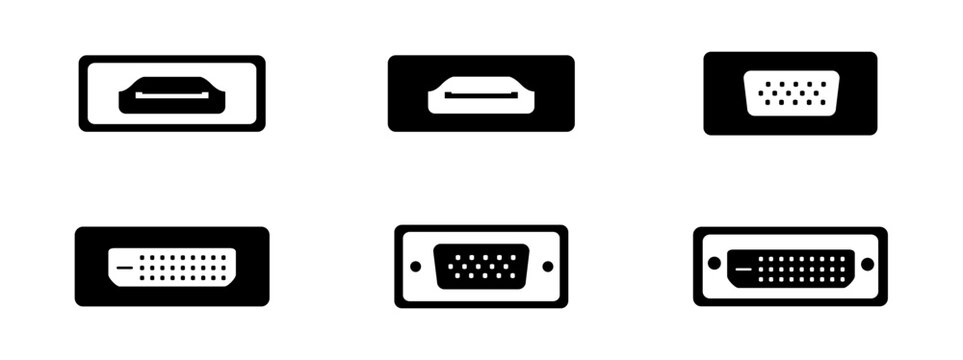 Male-female VGA port, vector icon illustration