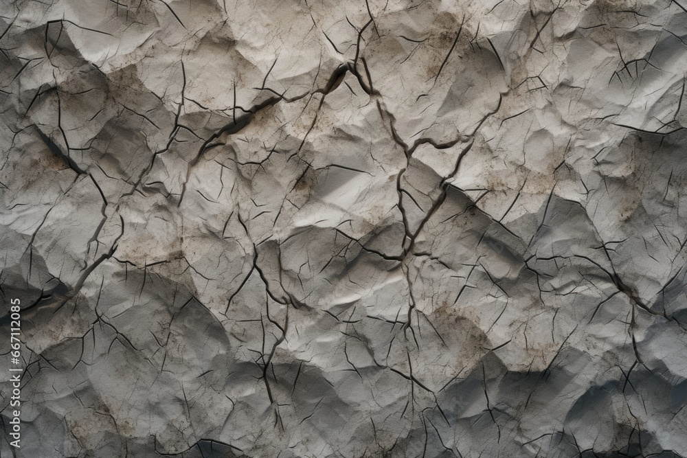 Poster A detailed close-up of a rock with visible cracks. This image can be used to depict concepts such as erosion, nature's resilience, or the passage of time.