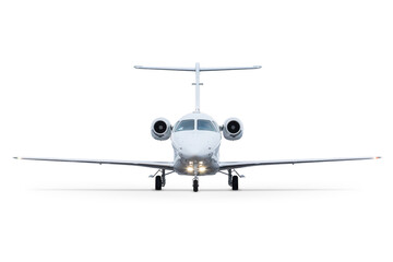 Front view of the modern white business jet isolated