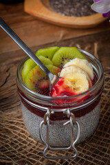 Chia seed pudding with fruit.