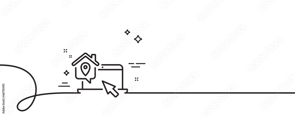 Poster work at home line icon. continuous one line with curl. freelance job sign. remote office employee sy
