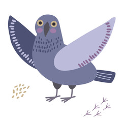 Cartoon Funny Pigeon bird. Flat character design 8