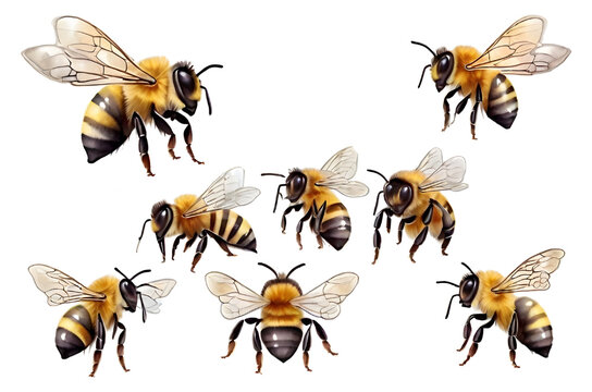 isolated watercolor photo bee on white background