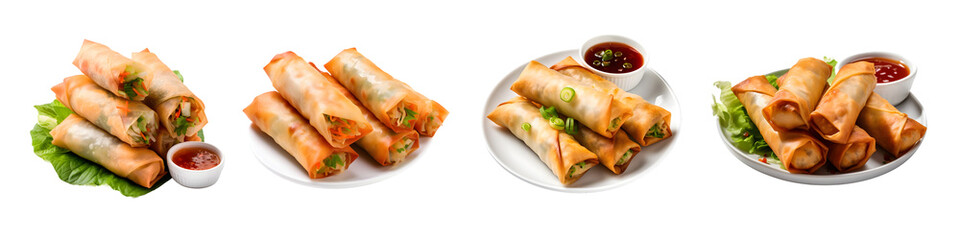 Spring rolls, transparent background, isolated image, generative AI
