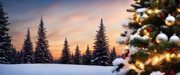 a beautiful and magical nature view - winter season, christmas time