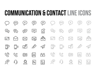 Customer support, contact, messaging, communication vector thin line icon