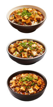 Mapo tofu, top view, transparent background, isolated image, generative AI
