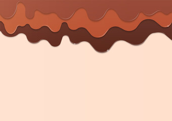 Chocolate and caramel sauce on beige background