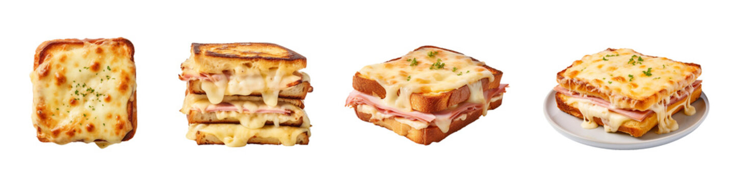 Croque Monsieur, transparent background, isolated image, generative AI
