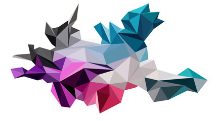 Multi color modelling low poly design with white background , diamond  triangle and polygon art shape. isolated object.